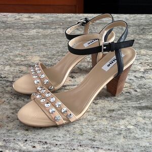 NWOT 🖤 Dune London Studded Open Toe Nude Sandals Sz 41 / 11 M